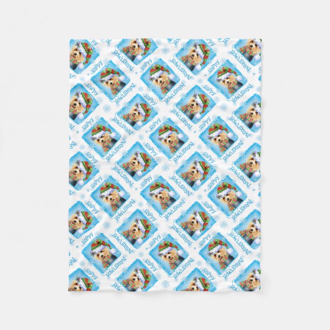 Cobertor De Velo Happy Howlidays australiana Terrier Fleece Blanket (Frente)