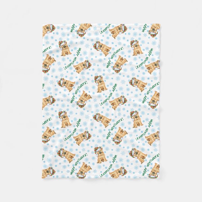 Cobertor De Velo Happy Howlidays Chow Fleece Blanket (Frente)