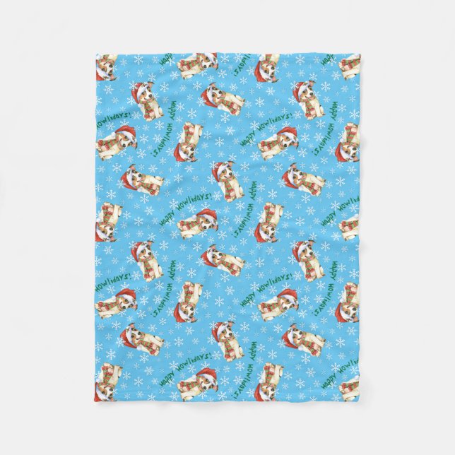 Cobertor De Velo Happy Howlidays Jack Russell Terrier (Frente)