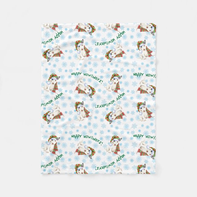 Cobertor De Velo Happy Howlidays Mini Bull Terrier (Frente)