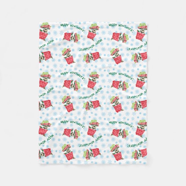 Cobertor De Velo Happy Howlidays Standard Schnauzer (Frente)
