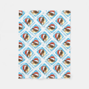 Cobertor De Velo Happy Howlidays Tibetano Spaniel Fleece Blanket