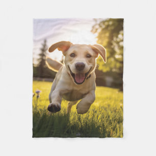 Cobertor De Velo Happy Labrador Puppy em execução