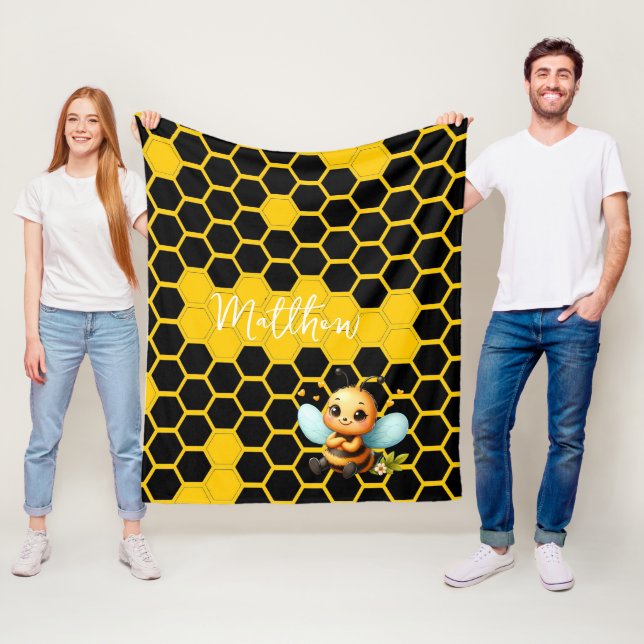 Cobertor De Velo Happy Little Bee-customizable (In Situ)