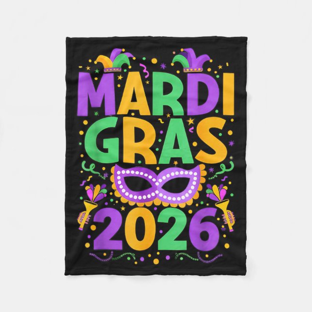 Cobertor De Velo Happy Mardi Gras 2026 Costume New Orleans Matching (Frente)
