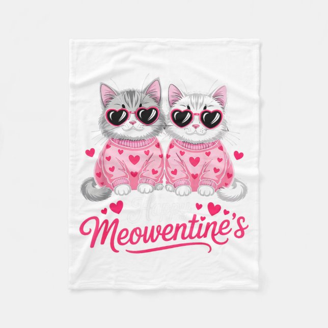 Cobertor De Velo Happy Meowentine’s Cute Romantic Cats Couple Valen (Frente)