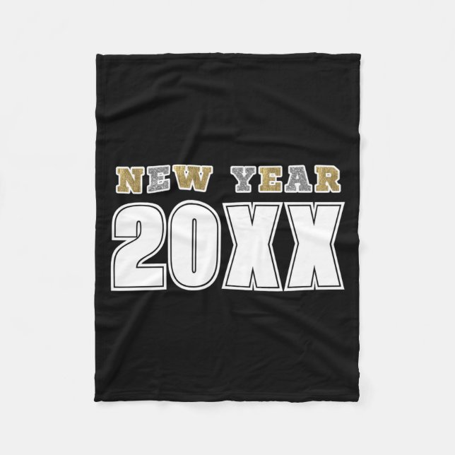 Cobertor De Velo Happy New Year 2026 Black Silver Gold Glitter  (Frente)