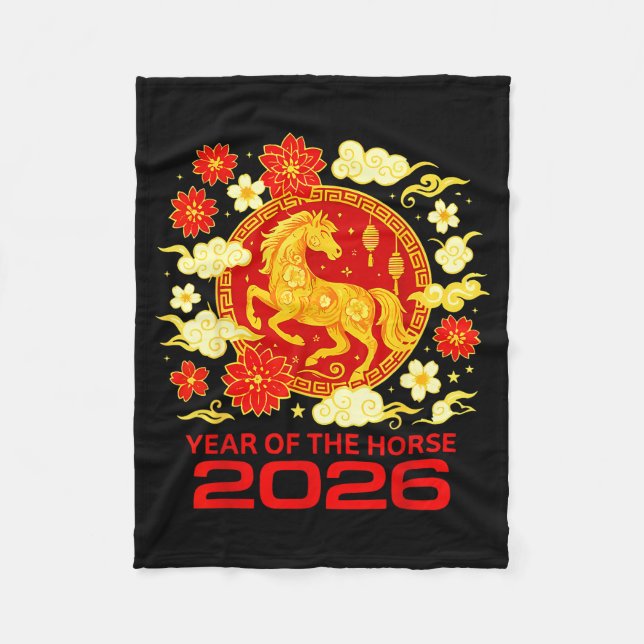 Cobertor De Velo Happy New Year 2026 Chinese New Year Horse Zodiac  (Frente)