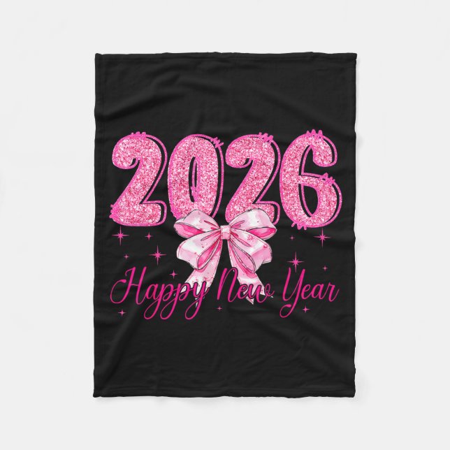 Cobertor De Velo Happy New Year 2026 Coquette Bow New Years Eve Par (Frente)