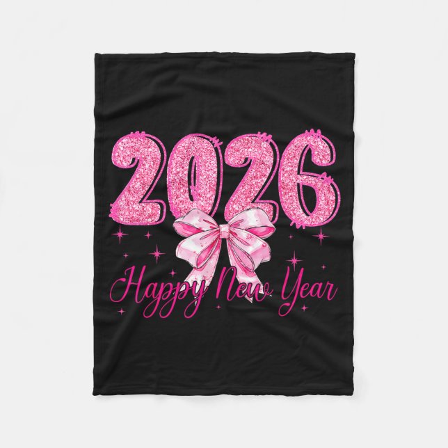 Cobertor De Velo Happy New Year 2026 Coquette Bow New Years Eve Par (Frente)