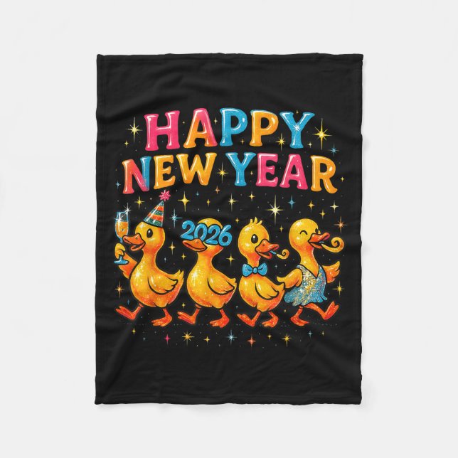 Cobertor De Velo Happy New Year 2026 Cute Duck Party Gift  (Frente)