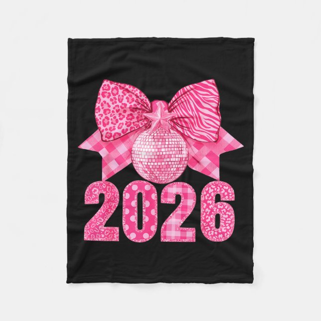 Cobertor De Velo Happy New Year 2026 Nk Bow Patchwork Leopard Zebra (Frente)