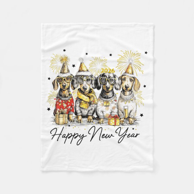 Cobertor De Velo Happy New Year Dachshund Dog Lover 2026 New Year H (Frente)