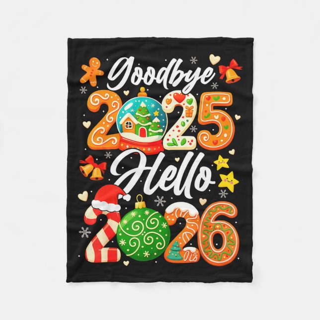 Cobertor De Velo Happy New Year Goodbye 2025 Hello 2026 Christmas G (Frente)