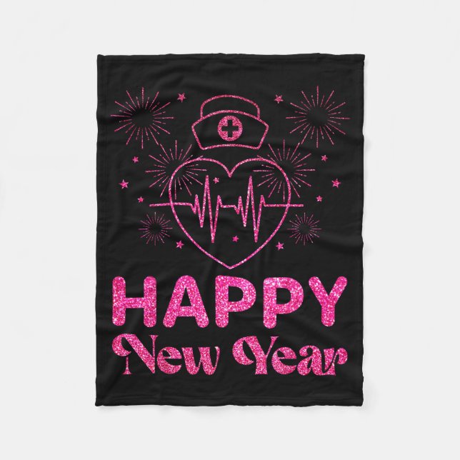 Cobertor De Velo Happy New Year Nurse Crew Heartbeat New Years Eve  (Frente)
