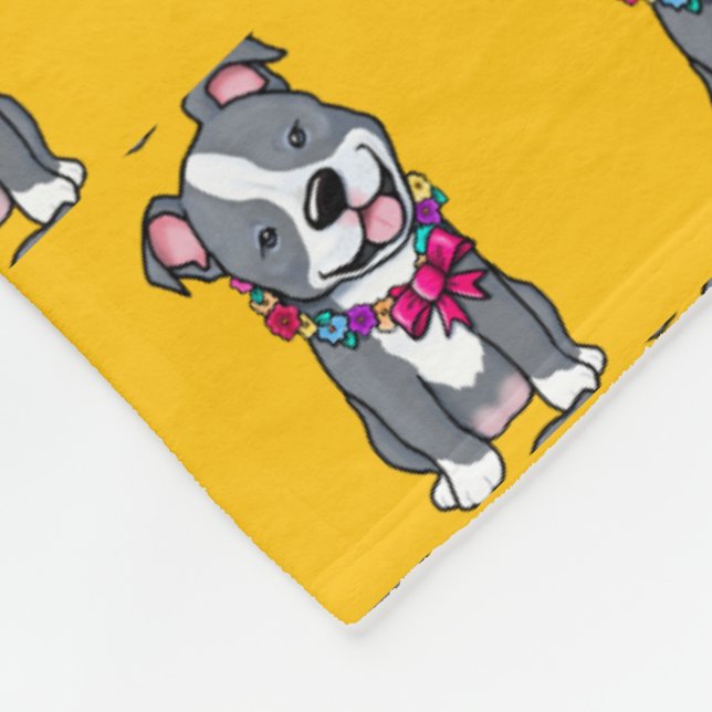 Cobertor De Velo Happy Pit Bull Fleece Blanket (Quina)