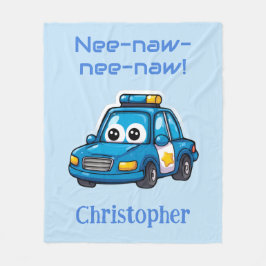 Cobertor De Velo Happy Police Car, Personalized Toddler 