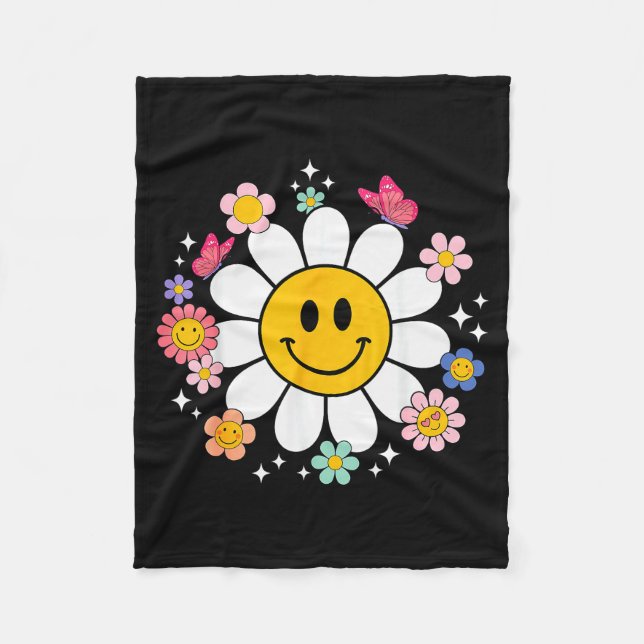 Cobertor De Velo Happy Retro Daisy Smile Face Preppy Aesthetic Men  (Frente)