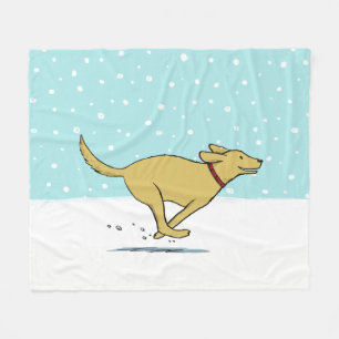 Cobertor De Velo Happy Snow Dog Winter Holiday Cute Cartoon Canine