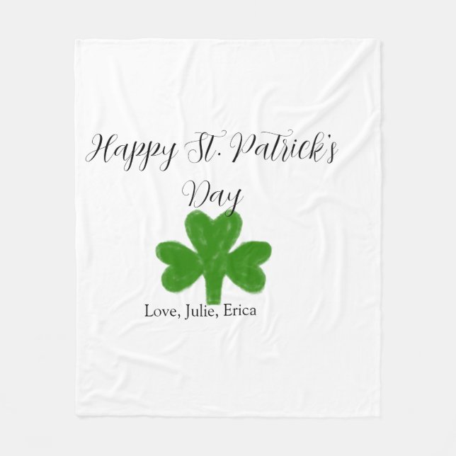 Cobertor De Velo Happy St. Patrick's day green shamrock name  (Frente)