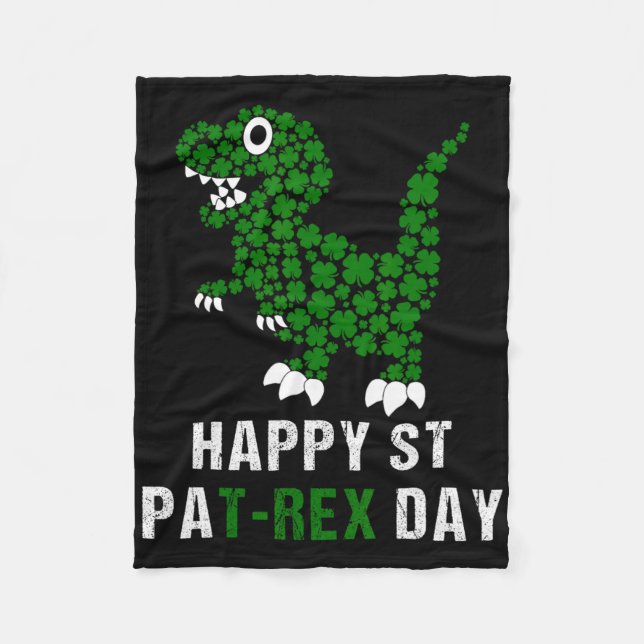 Cobertor De Velo Happy St Patricks Day Patrex T-rex Dinosaur Funny  (Frente)