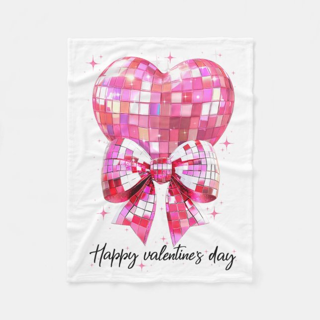 Cobertor De Velo Happy Valentine's Day Funny Coquette Disco Ball He (Frente)