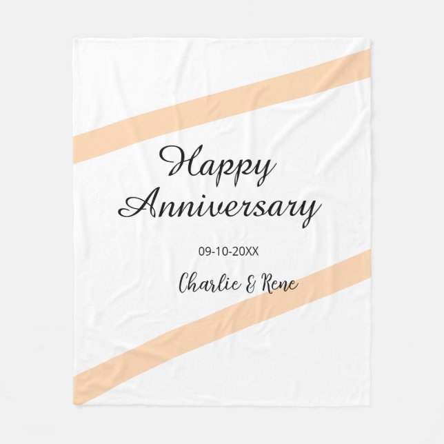 Cobertor De Velo Happy wedding anniversary orange pastel lines name (Frente)