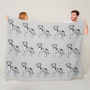 Cobertor De Velo Harlequin Casaco Great Dane Dog Patterno Na Cinza
