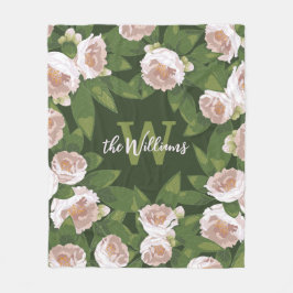 Cobertor De Velo Harmonia do Jardim Negro: Camellias e Greenery