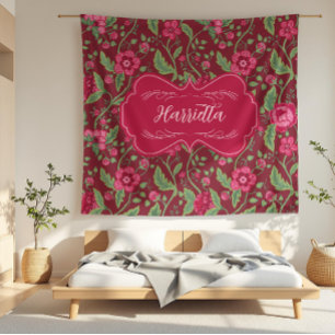 Cobertor De Velo Harrietta Red Art Nouveau Floral Vine