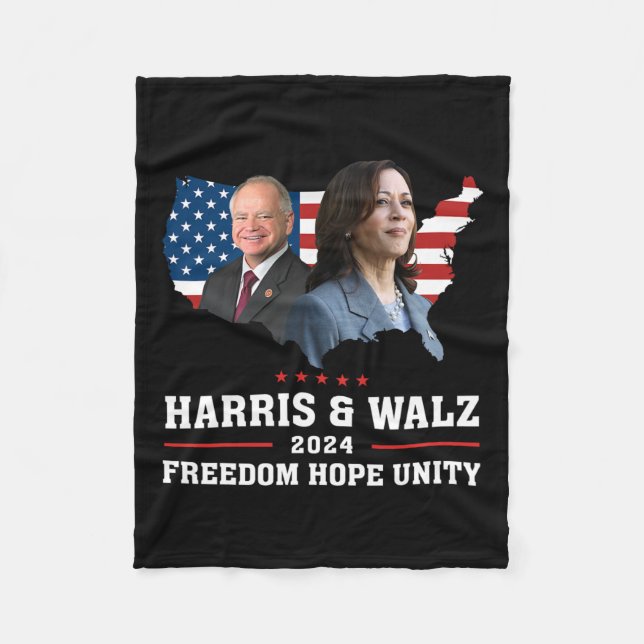 Cobertor De Velo Harris W 2024 Freedom Hope Unity Policy Kamala (Frente)