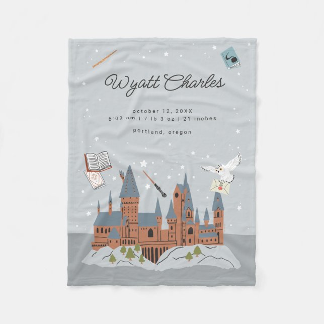 Cobertor De Velo Harry Potter Hogwarts Bebê Stats (Frente)