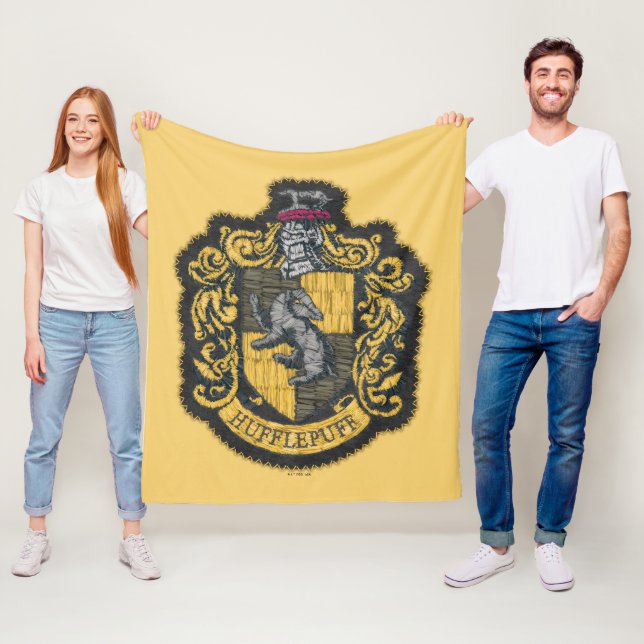 Cobertor De Velo Harry Potter | Hufflepuff Crest Patch (In Situ)