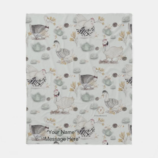 Cobertor De Velo Haute Couture Ducks & Chicken Fleece Blanket (Frente)