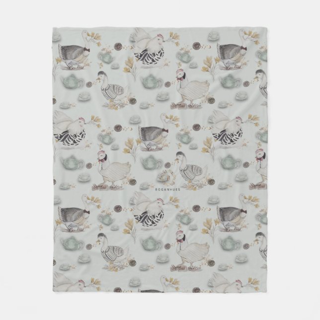 Cobertor De Velo Haute Couture Ducks & Chicken Fleece Blanket (Frente)