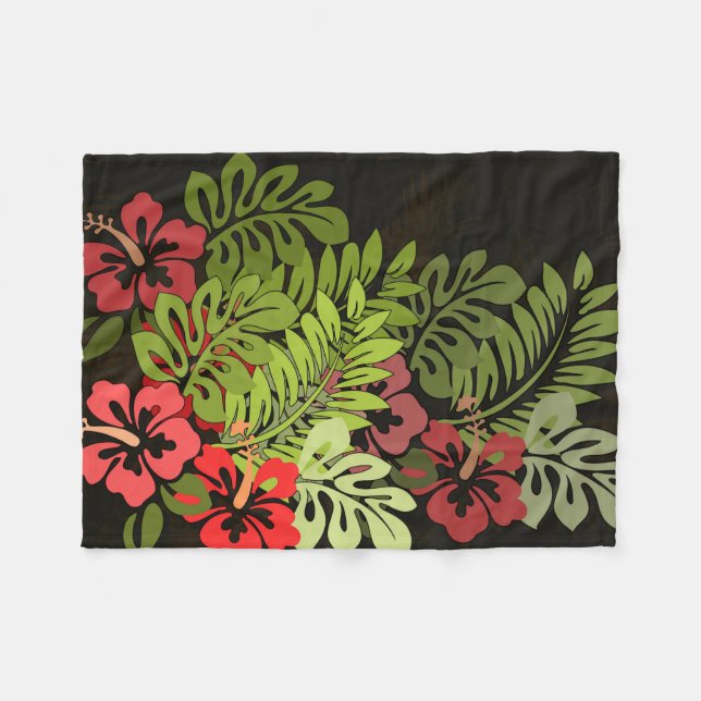 Cobertor De Velo Hawaii Aloha Flower Art Impressão (Frente (Horizontal))