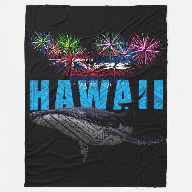 COBERTOR DE VELO HAWAII NYE POLYNESIAN TRIBAL HUMPBACK FIREWORKS (Frente)