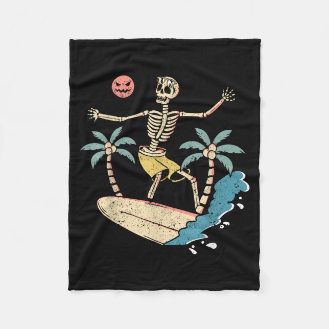 Cobertor De Velo Hawaii Surfer Skeleton Halloween Beach Y Soky Surf (Frente)