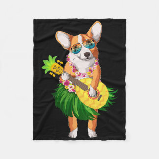 Cobertor De Velo Hawaiian Corgi Dog And Pineapple Ukulele Summer Va