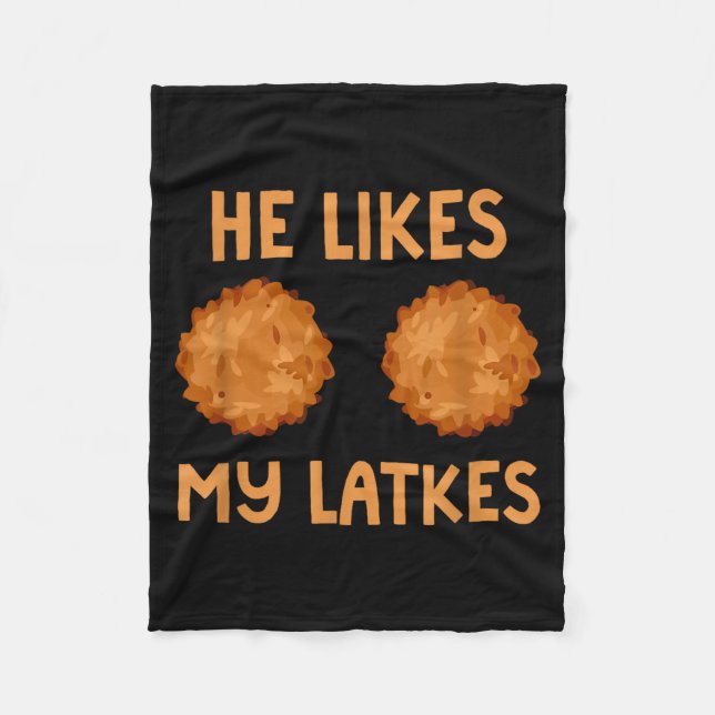 Cobertor De Velo He Likes My Latkes Hanukkah Couple Matching Jewish (Frente)