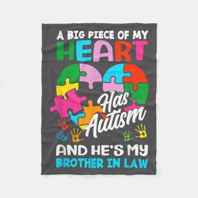 Cobertor De Velo Heart Brother-in-law Autism Awareness Puzzle Ece R (Frente)