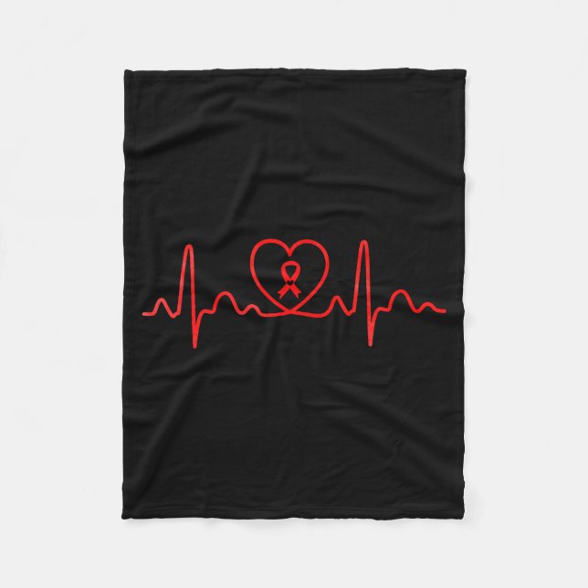 Cobertor De Velo Heart Health Heart Disease Awareness Heartbeat Chd (Frente)