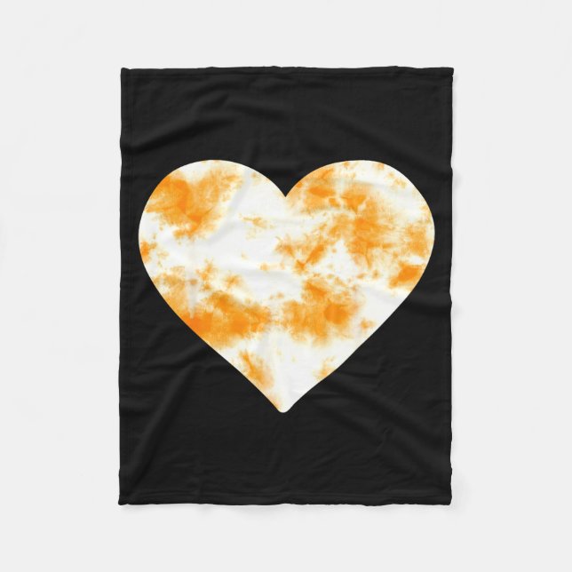 Cobertor De Velo Heart Orange Tie Dye - Cute Valentines Day Graphic (Frente)