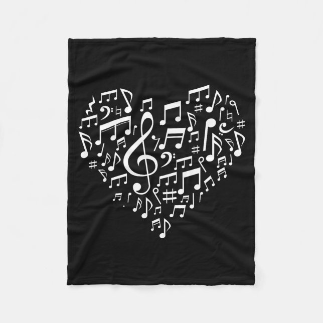 Cobertor De Velo Heart Shape Musical Notes Music Lovers Gift Valent (Frente)