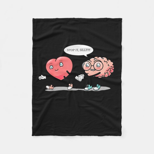 Cobertor De Velo Heart Vs Brain Heart Leading Brain Valentines  (Frente)