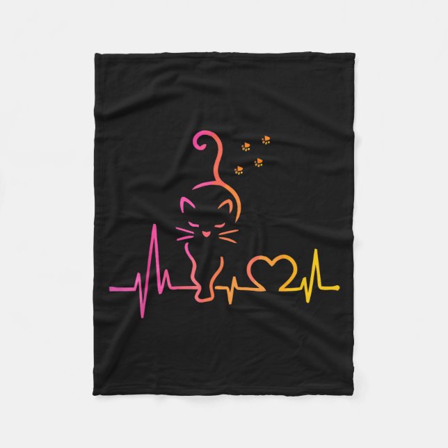 Cobertor De Velo Heartbeat Cat Lover Animal Silhouette Cute Cat  (Frente)