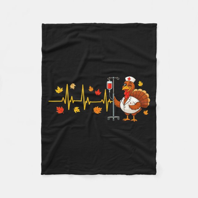 Cobertor De Velo Heartbeat Turkey Funny Nurse Thanksgiving Fall Des (Frente)