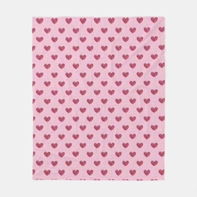 Cobertor De Velo Hearts Lil'Sweetheart Red Pink Faux Felpudo (Frente)