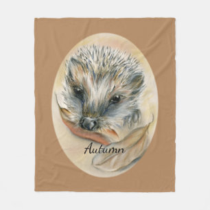 Cobertor De Velo Hedgehog com Folhas de outono Personalizadas