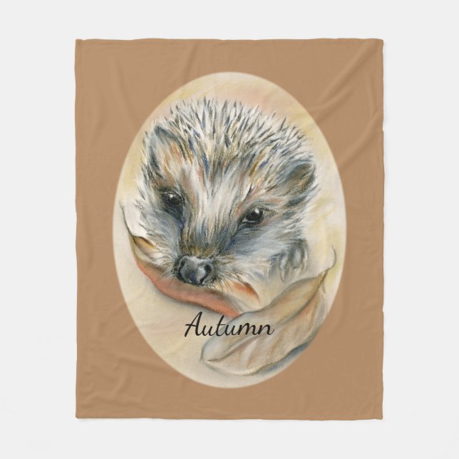 Cobertor De Velo Hedgehog com Folhas de outono Personalizadas (Frente)